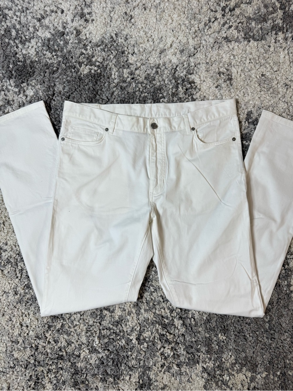 Zegna, Mens Slim Fit Flat Front Chino Trousers Pants in White, US Size: 38 - Picture 4 of 8